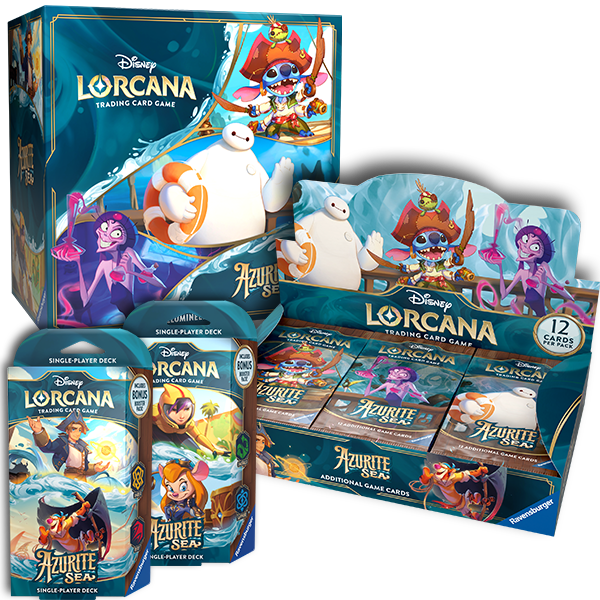 Disney Lorcana - AZURITE SEA caja de sobres + mazos de inicio + Illumineer's Trove